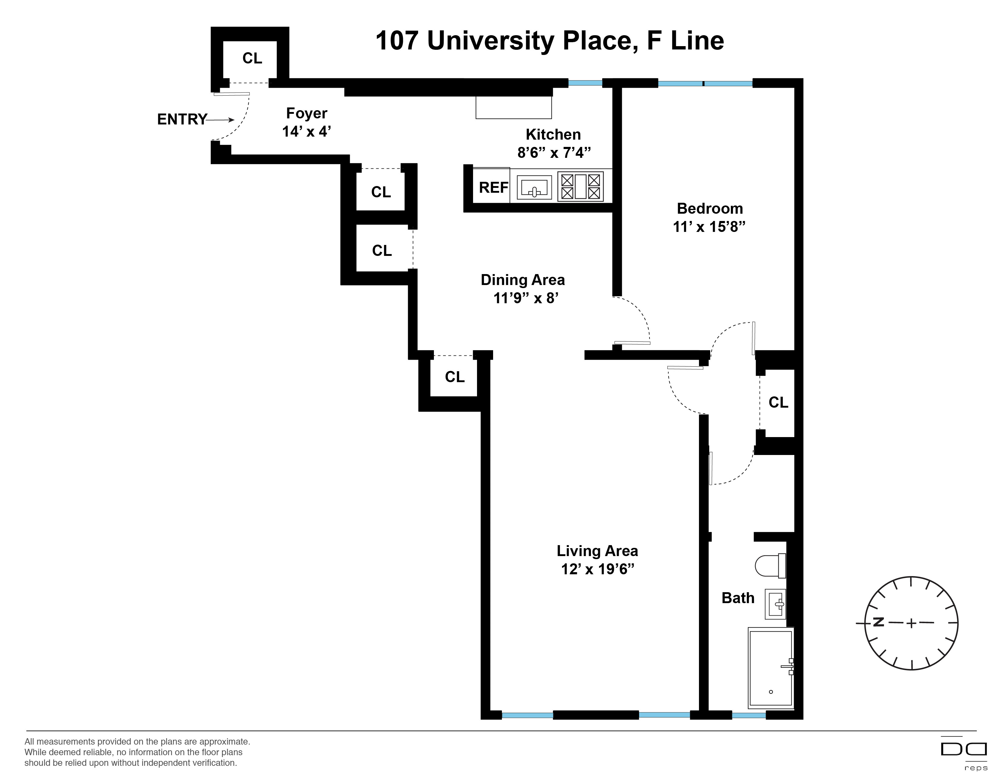 F Line 107 University Place Floor Plan
